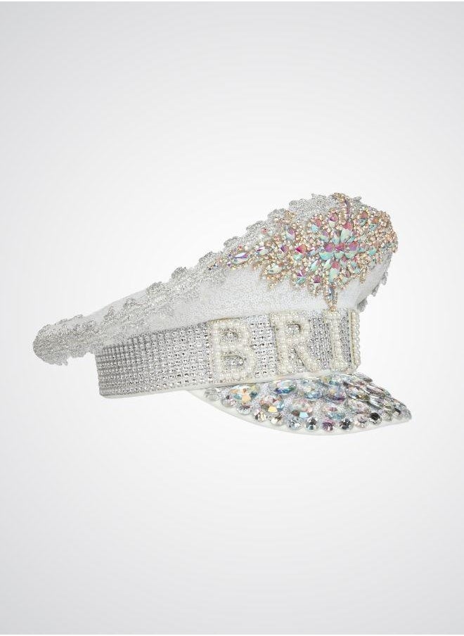 BRIDE Rhinestone and pearl captain hat