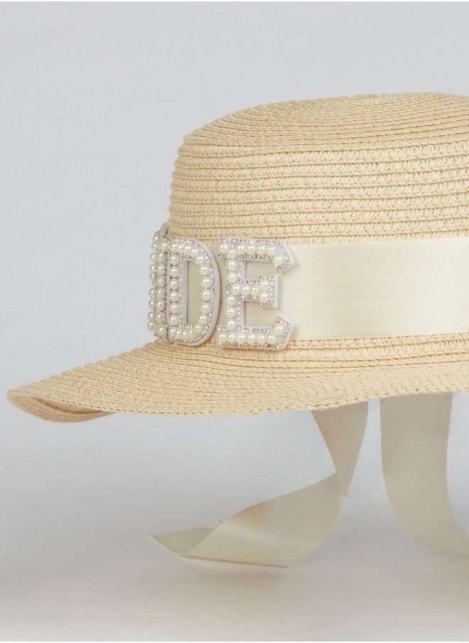 BRIDE embellished straw sun hat