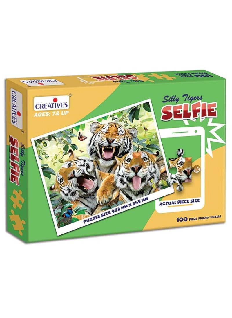 Creative's Silly Tigers Selfie 100 Piece Jigsaw Puzzle |Creative s Selfie Puzzles Series | Jigsaw Puzzle | Gift for Kids of Age 7 to 10 Years