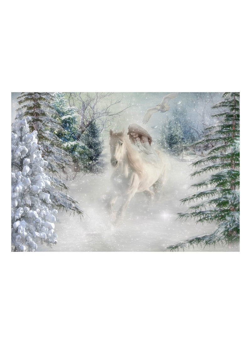 3D Snowy Landscape Horseback Riding Girl 1000-Piece Puzzle