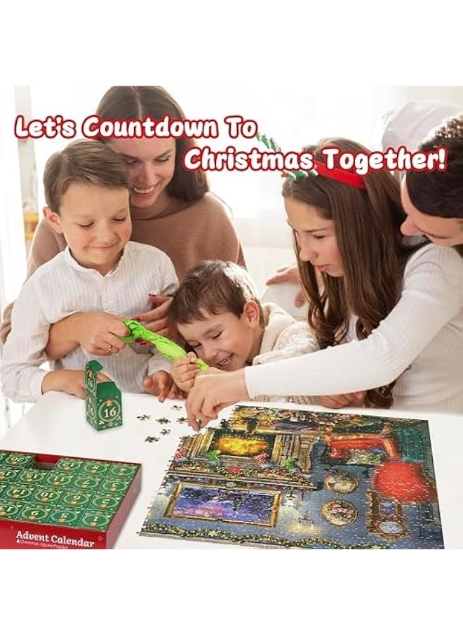 Christmas Advent Calendar Jigsaw Puzzles for Adults and Kids- Festive Fireplace in Warm Christmas Holiday Puzzle, 24 Parts -1008 Pieces Jigsaw Puzzles for Countdown to Christmas Puzzles Gift