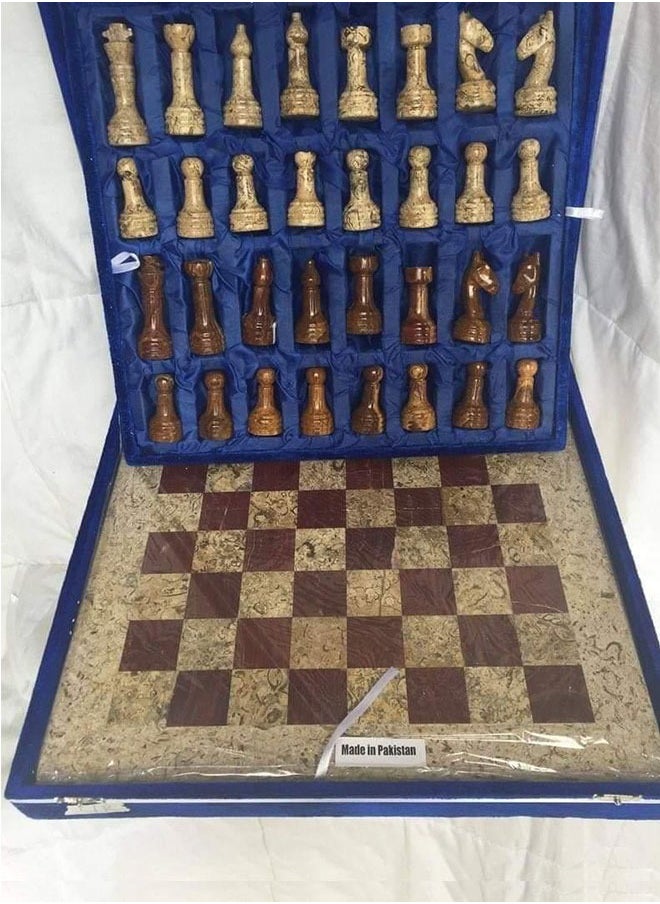 Onyx Marble Chess Set – 12-Inch Handcrafted Chessboard with 2 Color Pieces, Multiple Colors Available