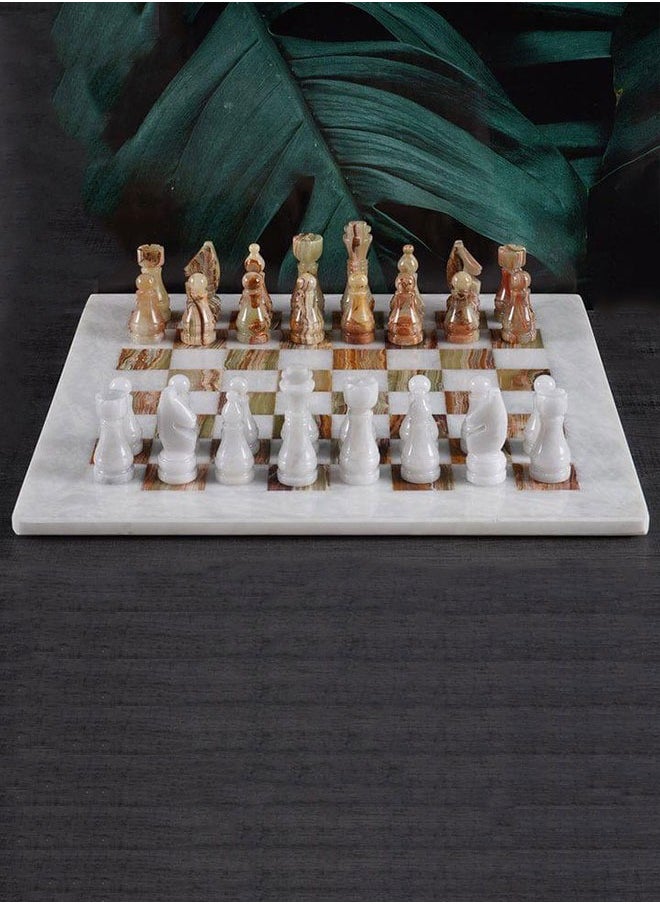 Onyx Marble Chess Set – 12-Inch Handcrafted Chessboard with 2 Color Pieces, Multiple Colors Available