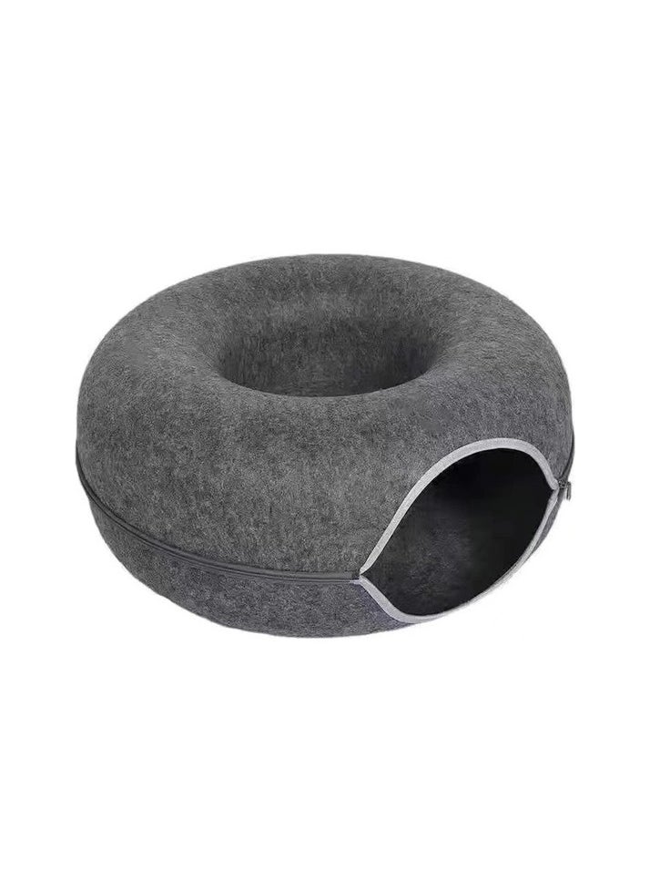 Felt Tunnel Donut Cat Slot Colour:Dark gray Colour:Gray