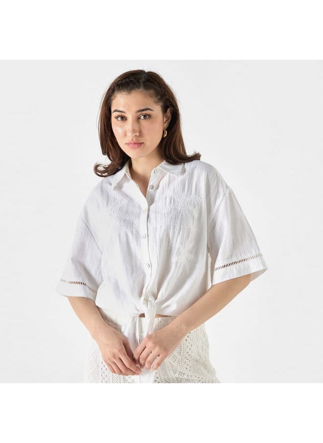 Lee Cooper Embroidered Shirt with Short Sleeves