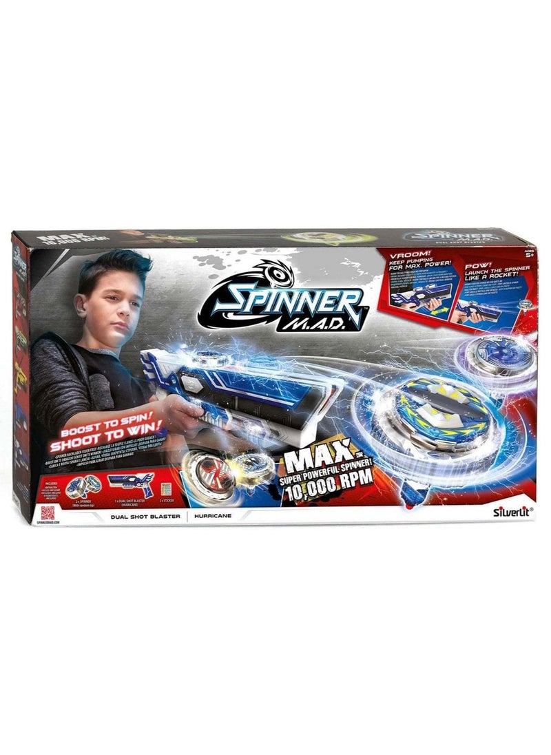 Dual Shot Blaster Toy Weapons | Spinning Top with Multi-Coloured Design | One Size