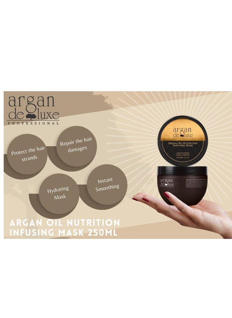 Argan De Luxe Hair Care Nourishing Shampoo & Conditioner, Infusing Mask and Oil Serum - 4pc Gift Set