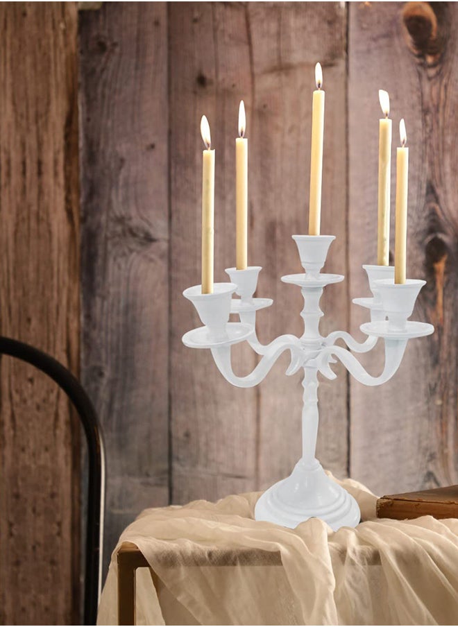 Five Arm Gold Candlestick Candle Holder Candle Stand for Taper Candle Holder Stand Centerpiece 5-Arm Candle Holder