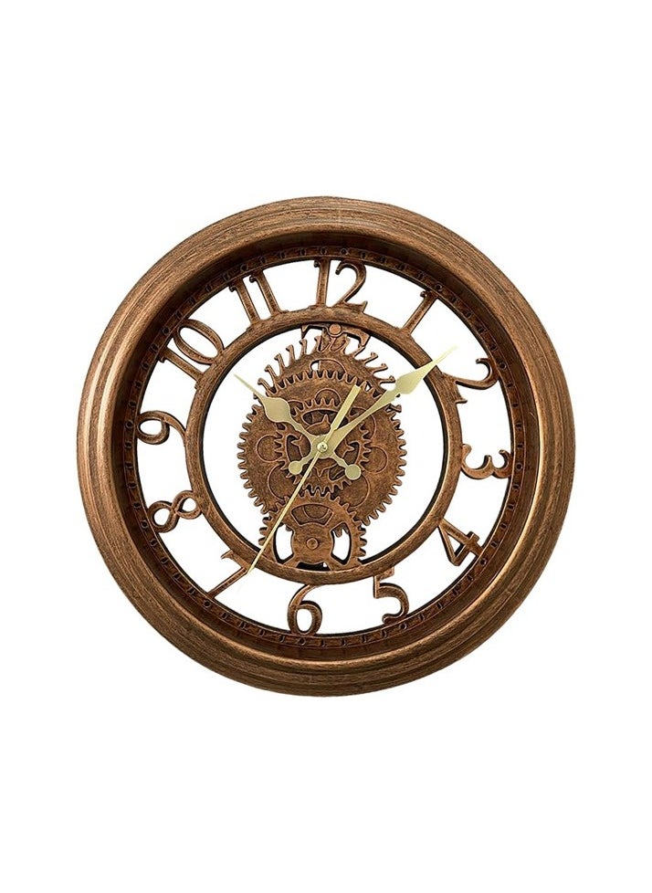 Kitchen Bedroom Wall Rustic Wall Clock Decorative Silent Round Antique Copper Hanging Colour:Copper Ölçü Seçenekleri:30 x 30 cm