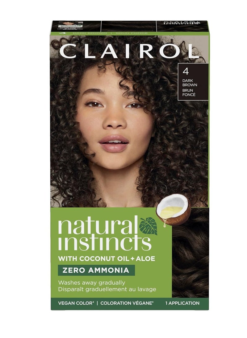 Clairol Natural Instincts Demi-Permanent Hair Dye, 4 Dark Brown Hair Color, Pack of 1