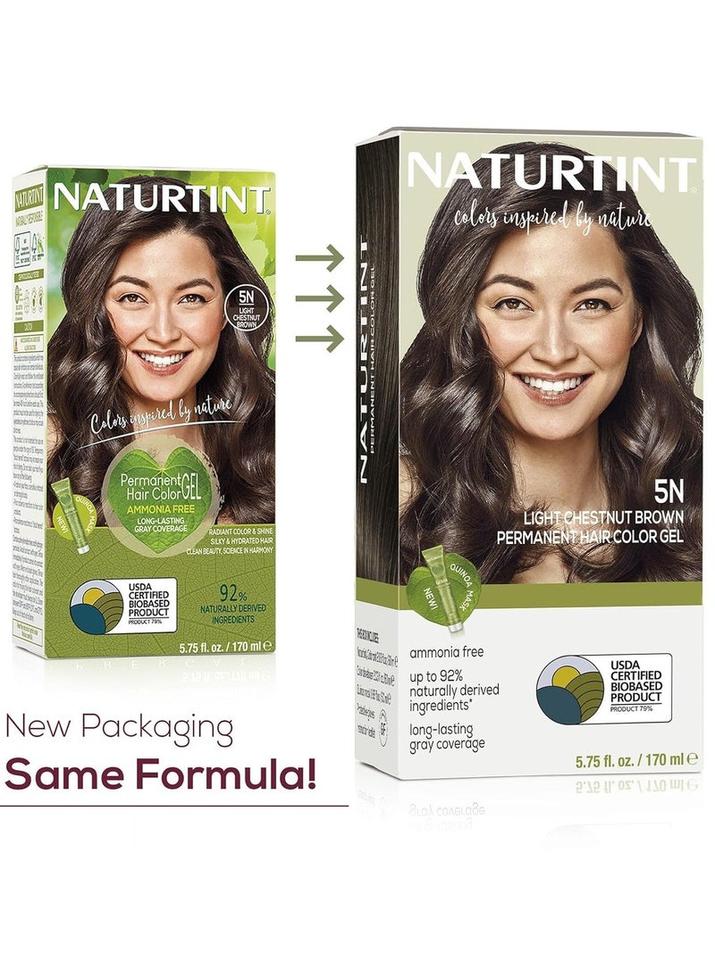 Naturtint 5N Light Chestnut Brown Permanent Hair Color (Pack of 1), Ammonia Free, Vegan, Cruelty Free, up to 100% Gray Coverage, Long Lasting Results (Packaging may vary)