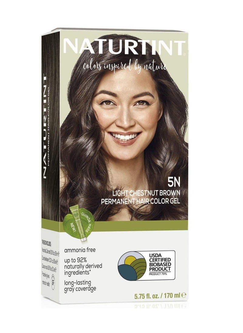 Naturtint 5N Light Chestnut Brown Permanent Hair Color (Pack of 1), Ammonia Free, Vegan, Cruelty Free, up to 100% Gray Coverage, Long Lasting Results (Packaging may vary)