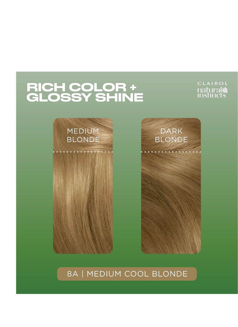 Clairol Natural Instincts Demi-Permanent Hair Dye, 8A Medium Cool Blonde Hair Color, Pack of 1