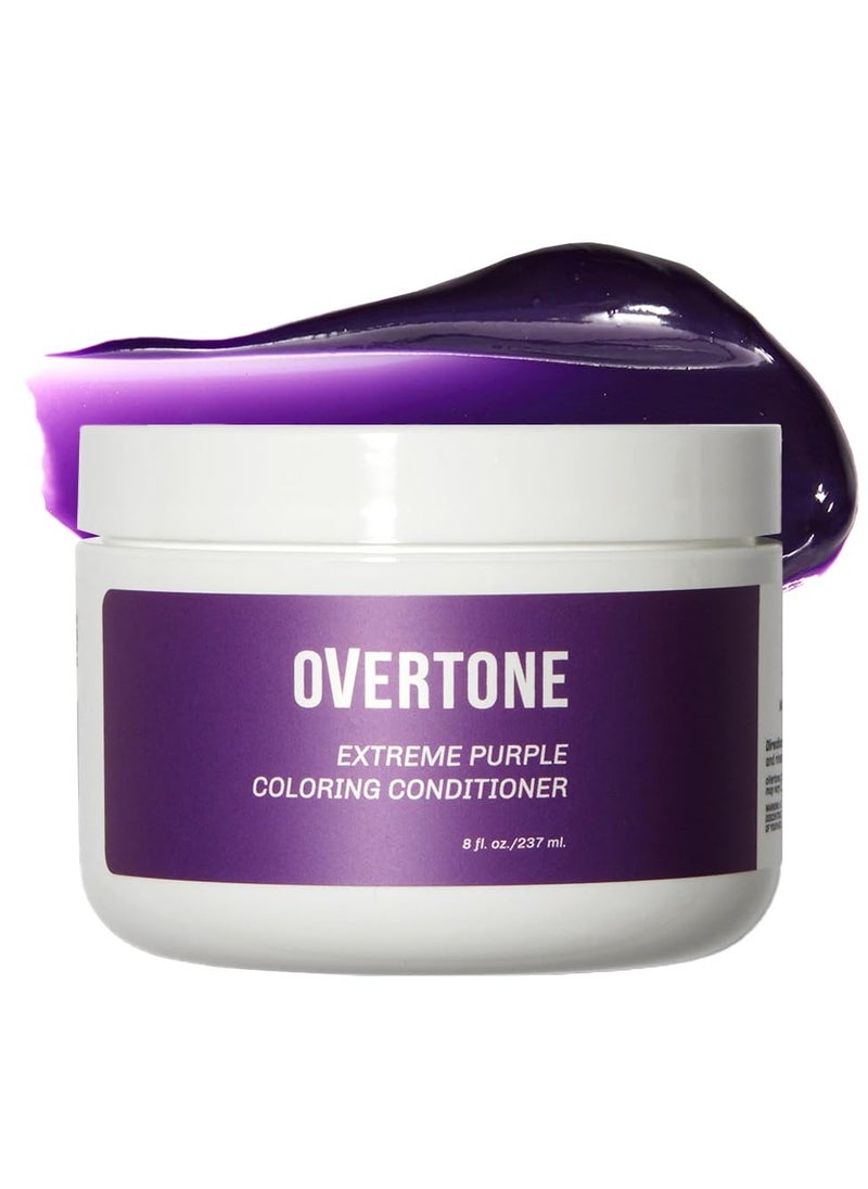 oVertone Haircare Color Depositing Conditioner - 8 oz Semi Permanent Hair Color with Shea Butter & Coconut Oil - Temporary Hair Color Dye - Vegan, Cruelty-Free - Extreme Purple