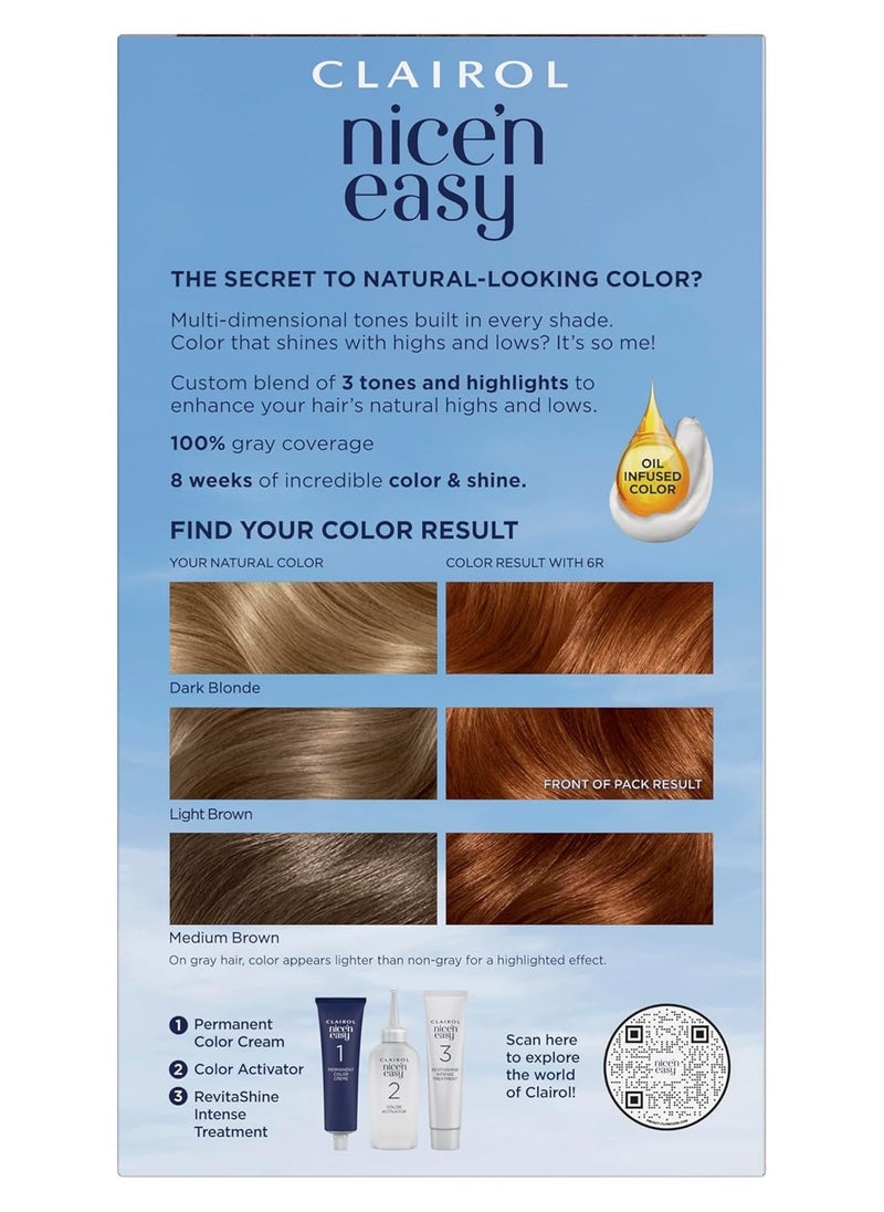 Clairol Nice'n Easy Permanent Hair Color, 6R Light Auburn