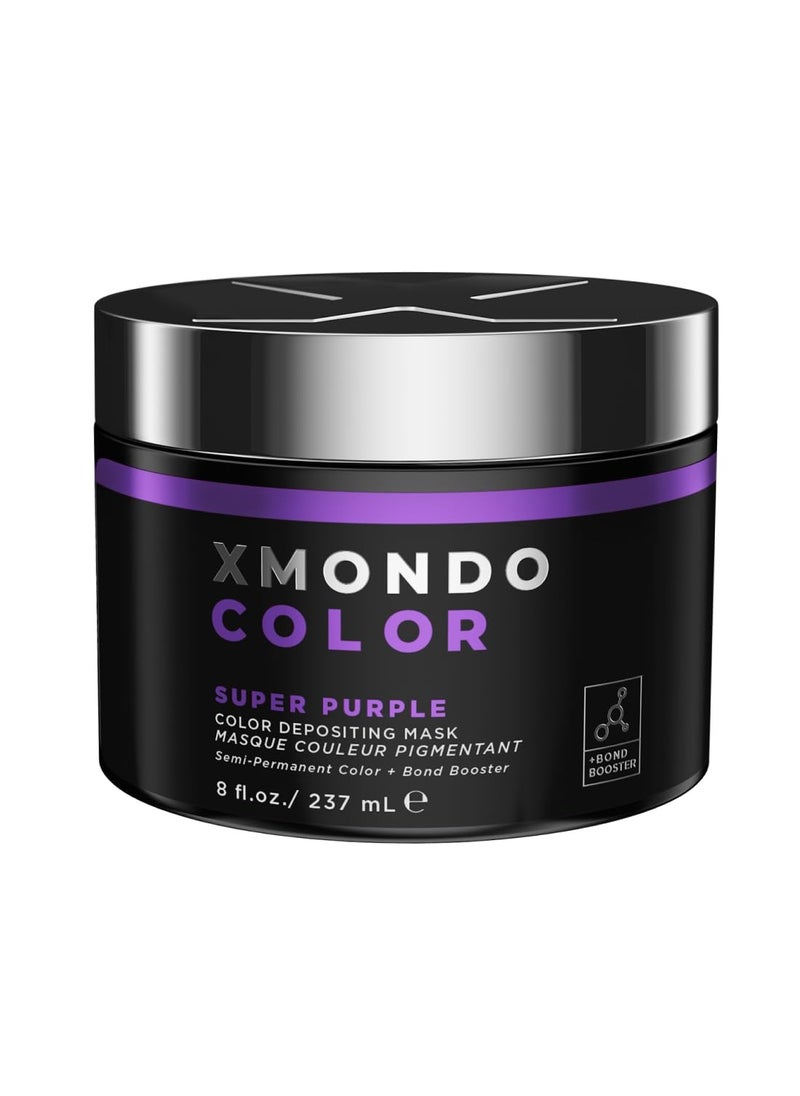 XMONDO Color Super Purple Depositing Mask & Semi-Permanent Purple Dye | Infused with Bond Booster Technology & Hyaluronic Acid for Nourishment, Revitalization & Repair, Vegan Formula, 8 Fl Oz 1-Pack