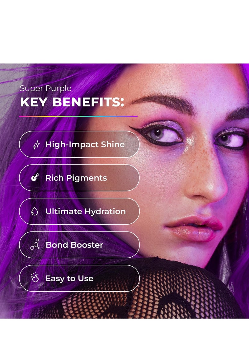 XMONDO Color Super Purple Depositing Mask & Semi-Permanent Purple Dye | Infused with Bond Booster Technology & Hyaluronic Acid for Nourishment, Revitalization & Repair, Vegan Formula, 8 Fl Oz 1-Pack