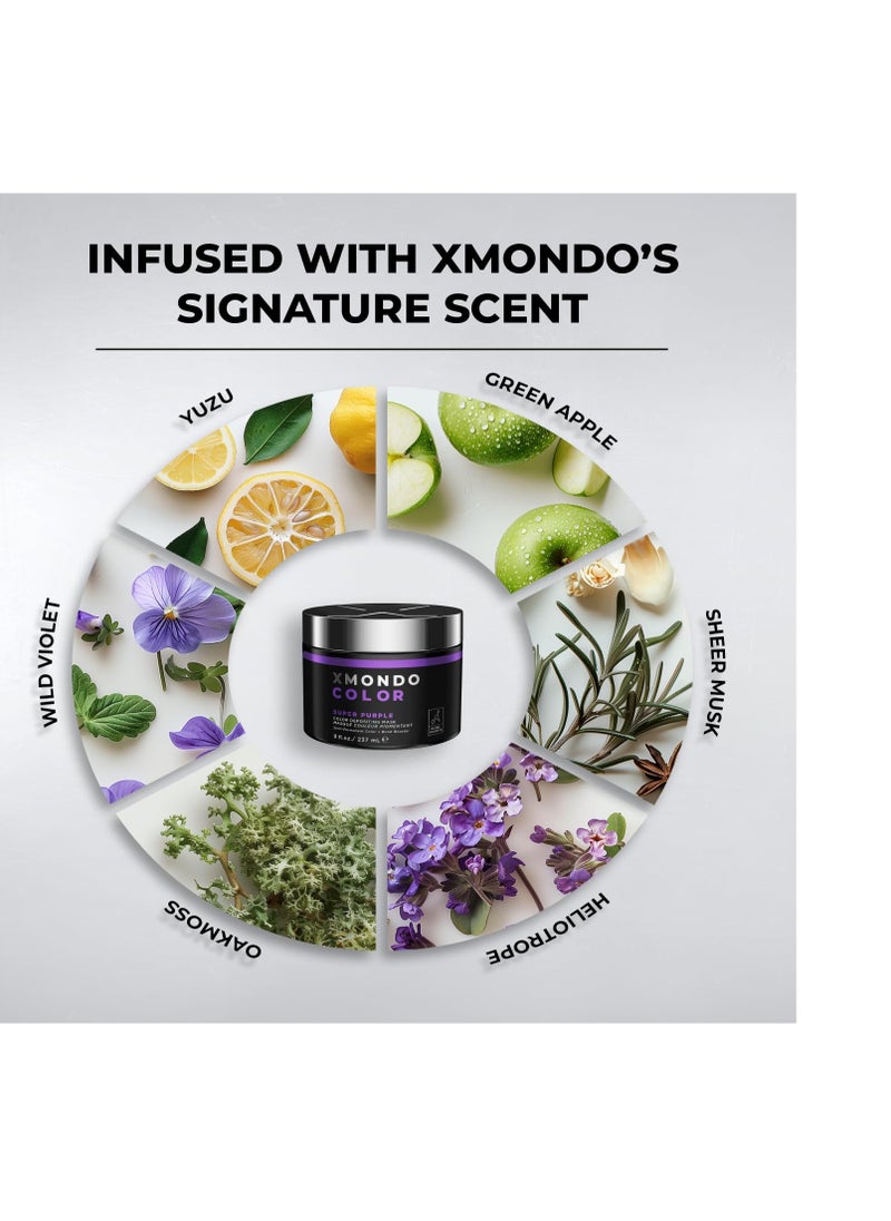 XMONDO Color Super Purple Depositing Mask & Semi-Permanent Purple Dye | Infused with Bond Booster Technology & Hyaluronic Acid for Nourishment, Revitalization & Repair, Vegan Formula, 8 Fl Oz 1-Pack