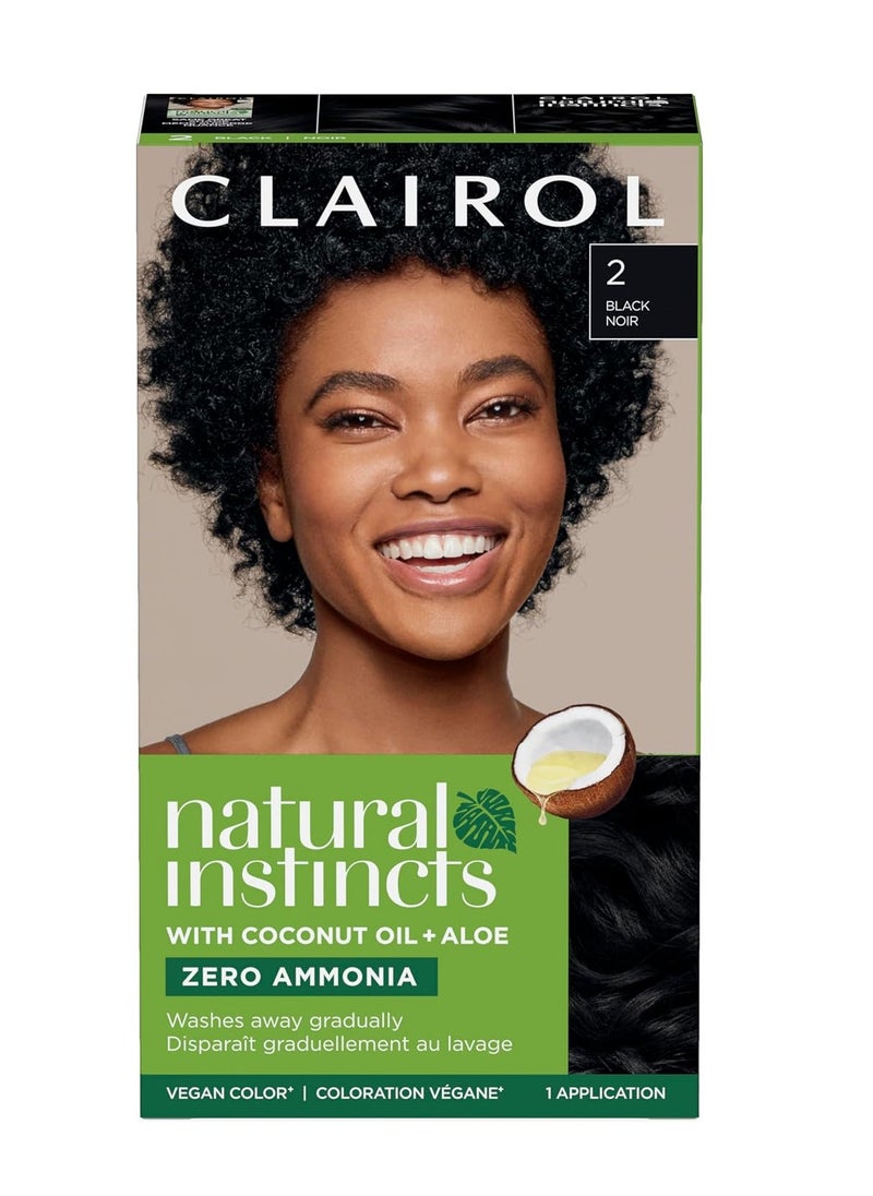 Clairol Natural Instincts Demi-Permanent Hair Dye, 2 Black Hair Color, Pack of 1