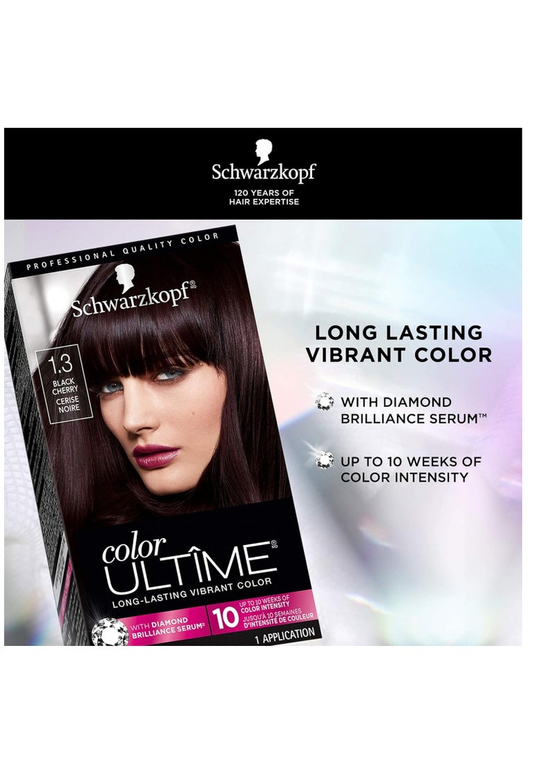 Schwarzkopf Color Ultime Hair Color, 1.3 Black Cherry, 1 Application - Permanent Black Hair Dye for Vivid Color Intensity and Fade-Resistant Shine up to 10 Weeks