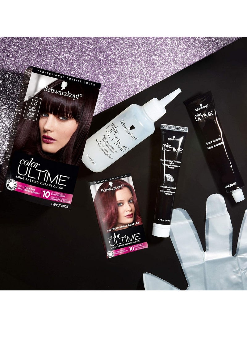 Schwarzkopf Color Ultime Hair Color, 1.3 Black Cherry, 1 Application - Permanent Black Hair Dye for Vivid Color Intensity and Fade-Resistant Shine up to 10 Weeks