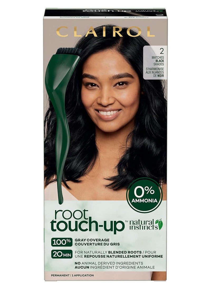 Clairol Root Touch-Up by Natural Instincts Permanent Hair Dye, 2 Black Hair Color, Pack of 1