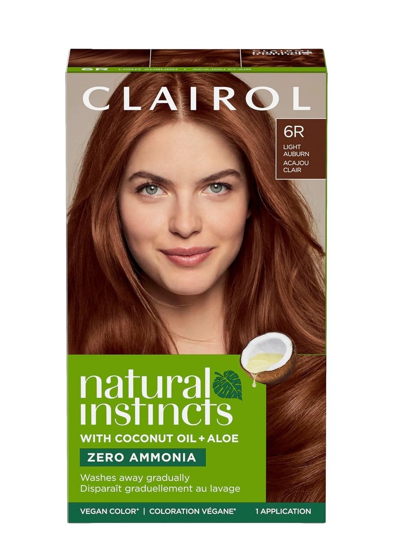 Clairol Natural Instincts Demi-Permanent Hair Dye, 6R Light Auburn Hair Color, Pack of 1