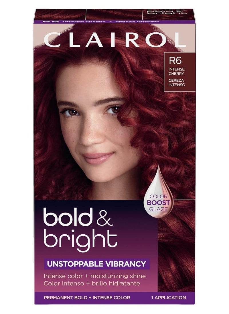 Clairol Bold & Bright Permanent Hair Dye, R6 Intense Cherry Hair Color, Pack of 1