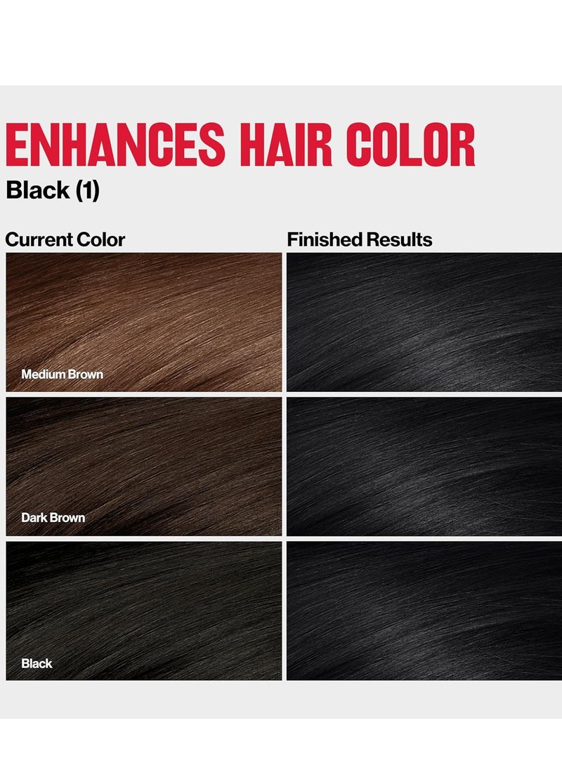 Revlon ColorSilk Tone + Gloss + Care Demi Permanent Hair Color, Hair Dye with Leave in Scalp and Hair Serum, 2x Shinier, 4x Stronger, 1 Black, 4.5 fl. Oz