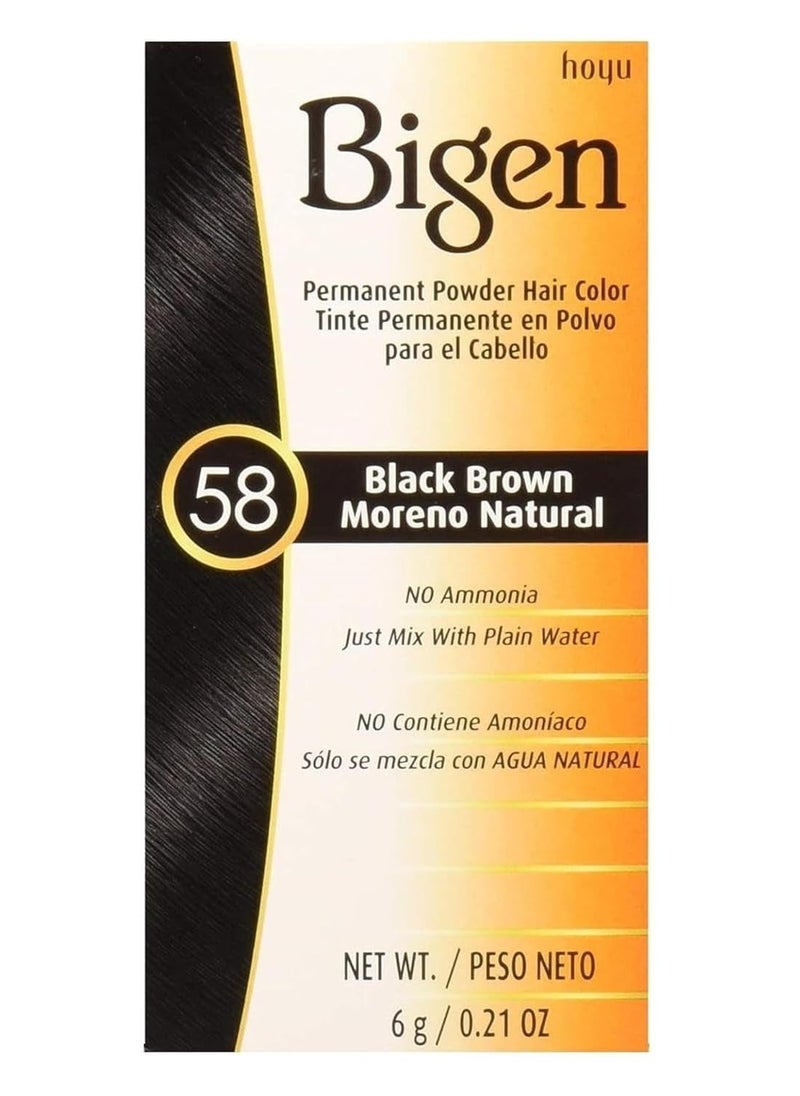 Bigen Powder Hair Color #58 Black Brown 0.21oz (3 Pack)