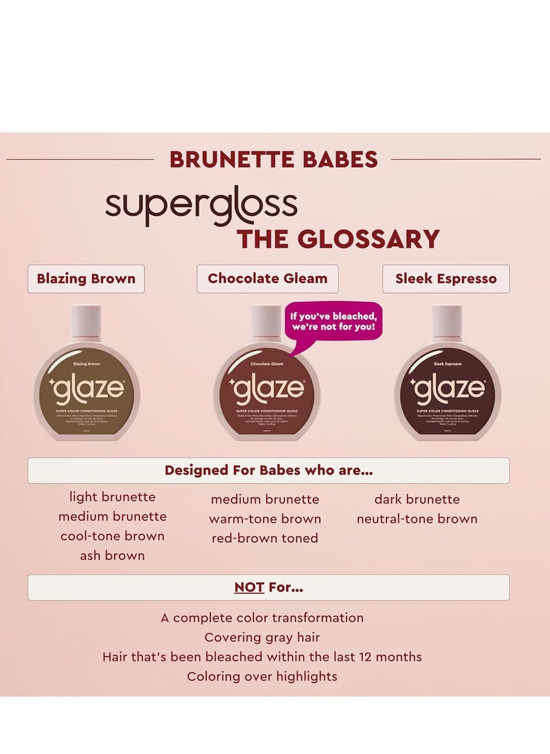 Glaze Super Gloss Color Conditioning Hair Gloss – Like a Tinted Moisturizer for Bright Brown Hair – Boosts Color, Repairs the Look of Damage & Adds Mirror Shine – Blazing Brown, 6.4 oz