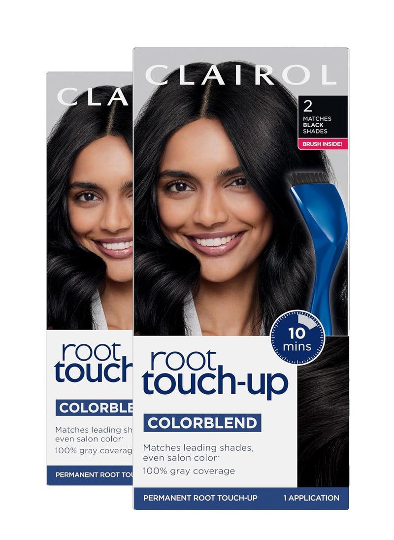 Clairol Root Touch-Up Permanent Hair Color Creme, 2 Black, 2 Count