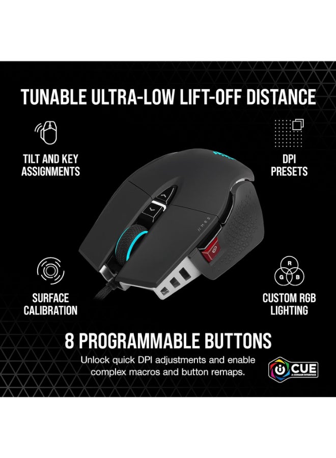 Corsair M65 RGB Ultra Tunable FPS Gaming Mouse Marksman 26,000 DPI Optical Sensor, Optical Switches, AXON Hyper-Processing Technology, Sensor Fusion Control, Tunable Weight System - Black