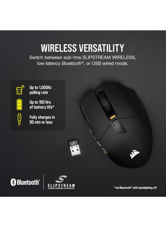 Corsair Scimitar Elite RGB Wireless Mmo Gaming Mouse - 26,000 DPI - 16 Programmable Buttons - Up To 150 Hrs Battery - iCUE Compatible - Black