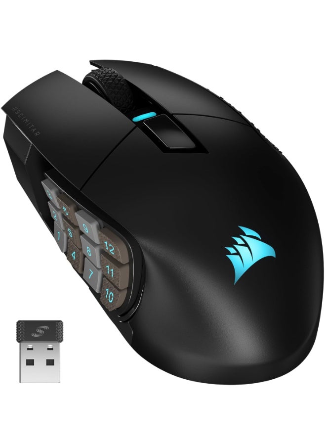 Corsair Scimitar Elite RGB Wireless Mmo Gaming Mouse - 26,000 DPI - 16 Programmable Buttons - Up To 150 Hrs Battery - iCUE Compatible - Black