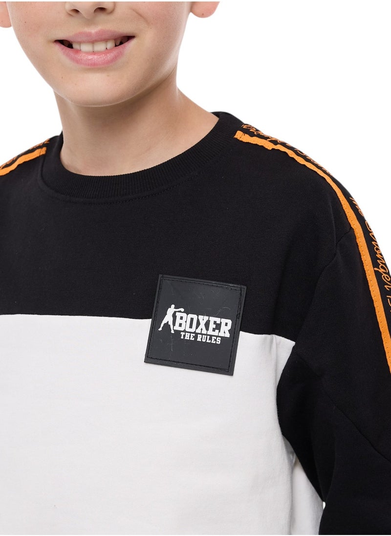 Boys' 2-Piece Sweatshirt and Jogger Set (8-14 yrs) Off-White/Black