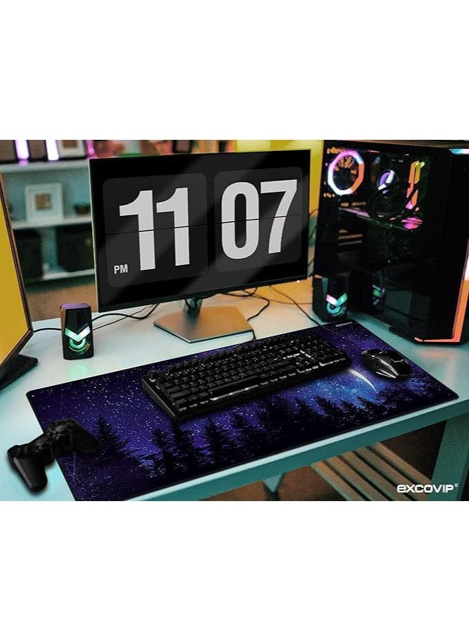 Gaming Mouse Pad XXL, Wrapped Mouse Pad Anti-Slip Rubber (900x400mm) For Computers, PC And Laptops (Moon And Star)