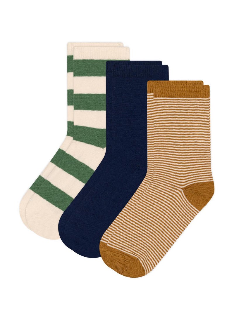 Children's stripy cotton socks - 3-Pack