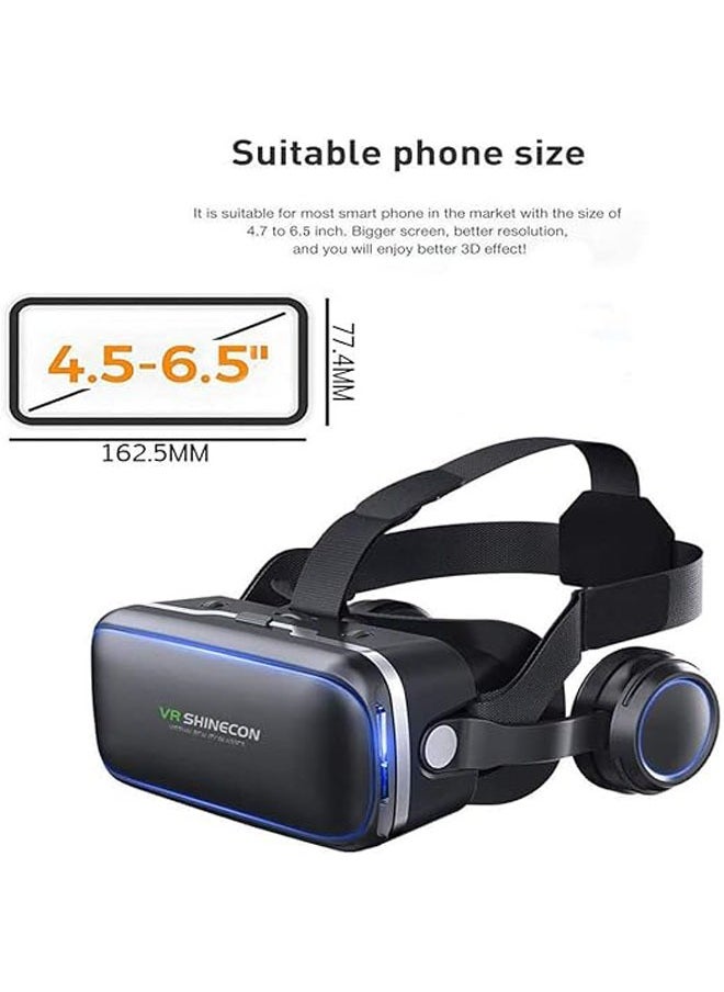 Virtual Reality VR Headset 3D Glasses Headset VR Goggles TV, Movies & Video Games Compatible iOS, Android & Support 4.7-6.53 inches with remote control