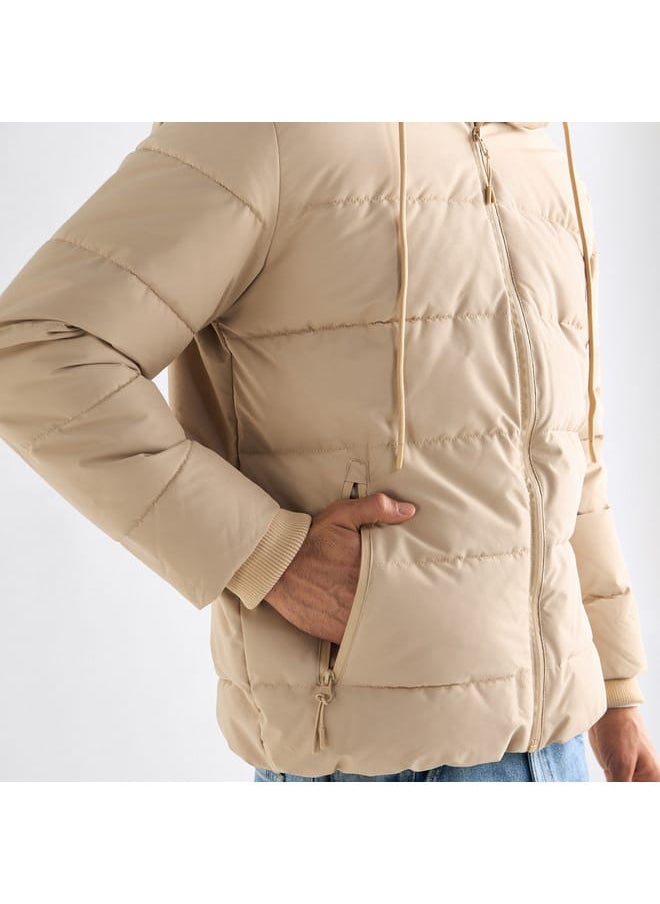 Quilted Hooded Jacket with Pockets and Zip Closure