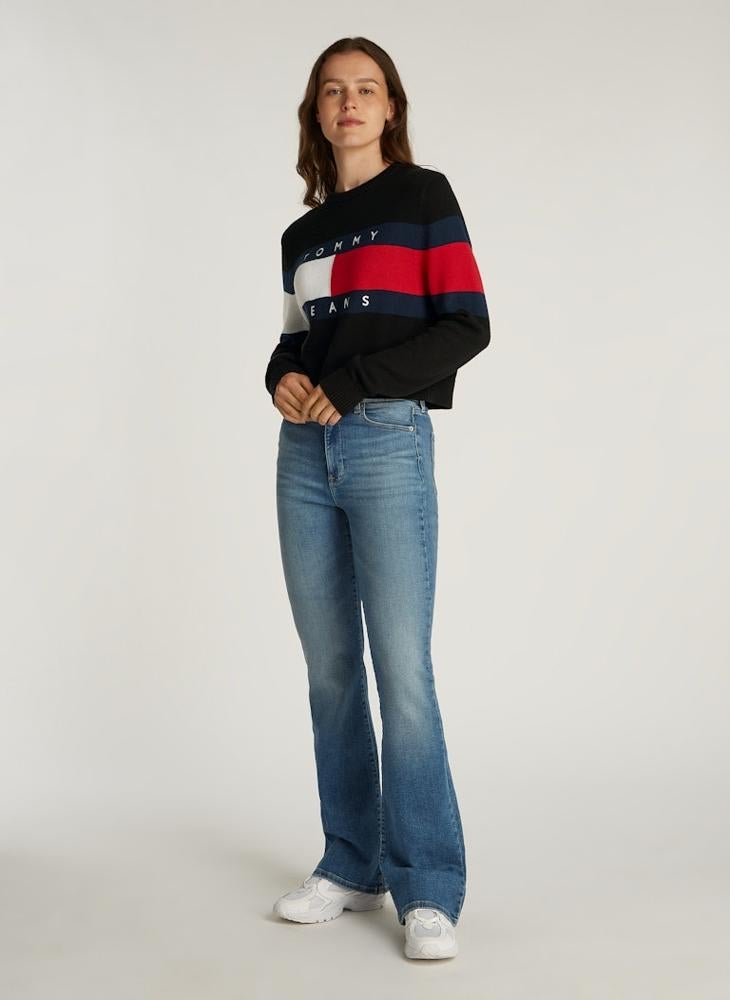 Crew Neck Color Block Sweater