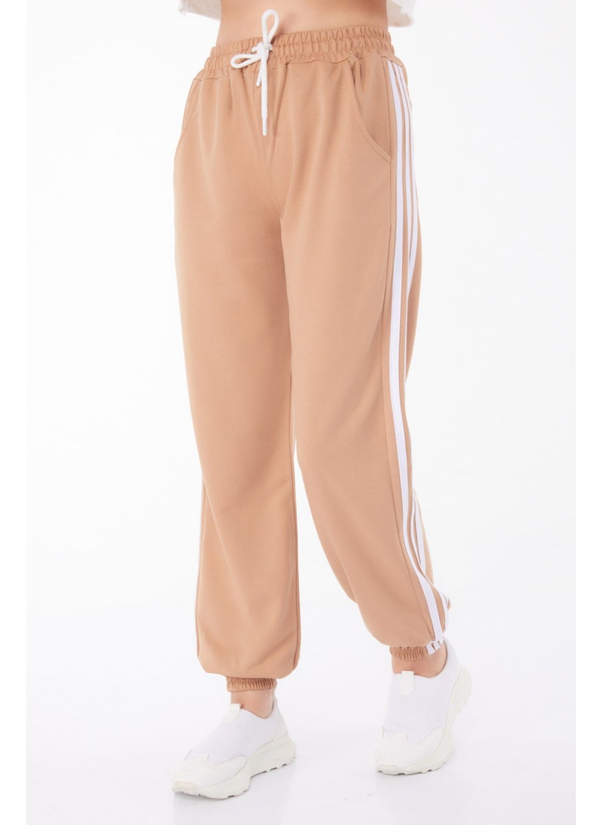 Plain Medium Women's Mink Striped Sweatpants - 25953