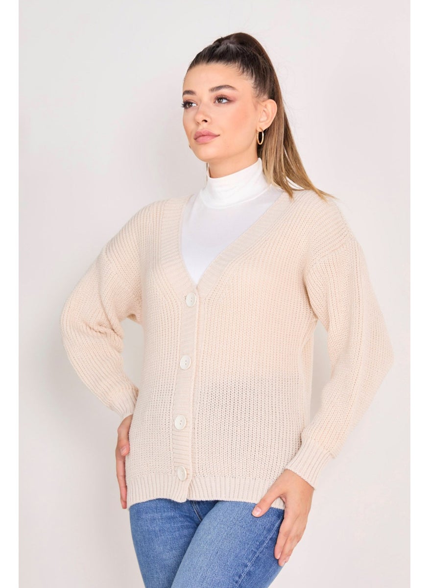 23090-CREAM Knitwear Cardigan