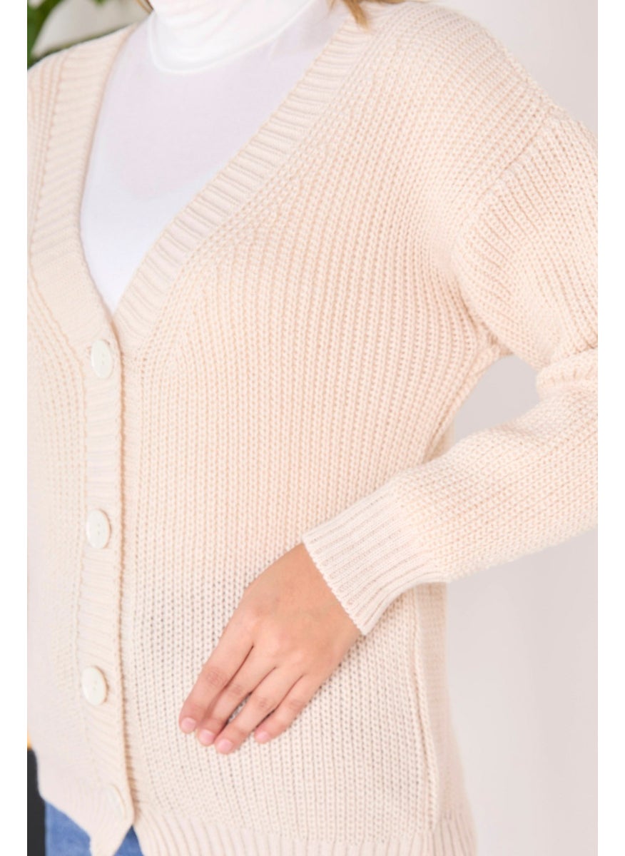 23090-CREAM Knitwear Cardigan