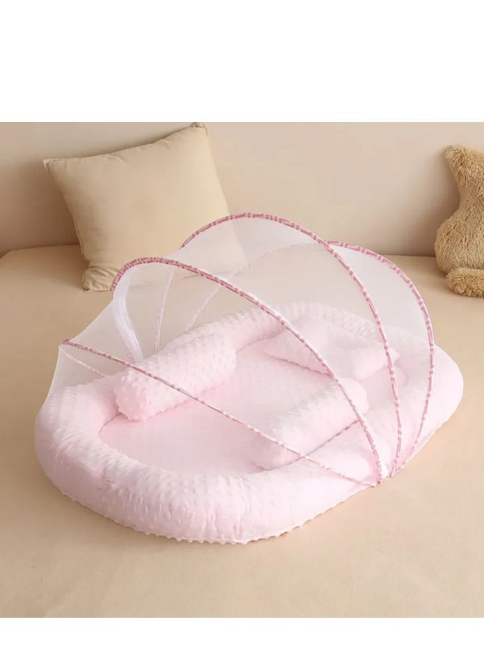 Factory Price Jacob Infant Bedding Set Included Nest , Neck and Bolster Pillows - Pink