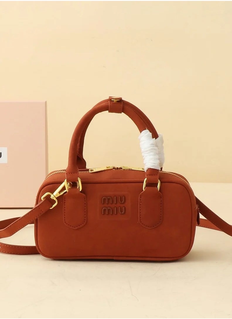 MIU Arcadie padded suede top-handle bag