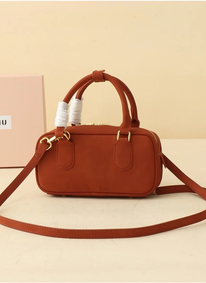 MIU Arcadie padded suede top-handle bag