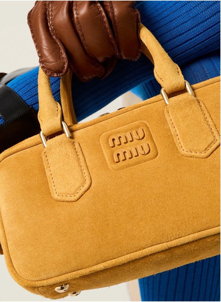 MIU Arcadie padded suede top-handle bag