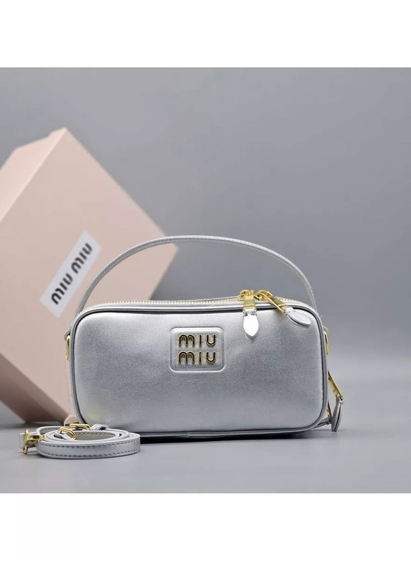 MIU Leather and Patent Leather Shoulder Bag