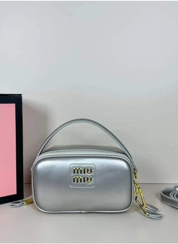 MIU Leather and Patent Leather Shoulder Bag